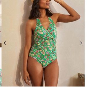 Boden Levanzo Ruched Halter Swimsuit Sapling Floral NWT